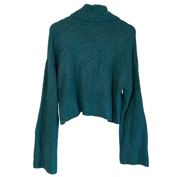 Z Supply Ursa Turtleneck Crop Sweater Forest Green Large Contemporary Cozy - Picture 4 of 5